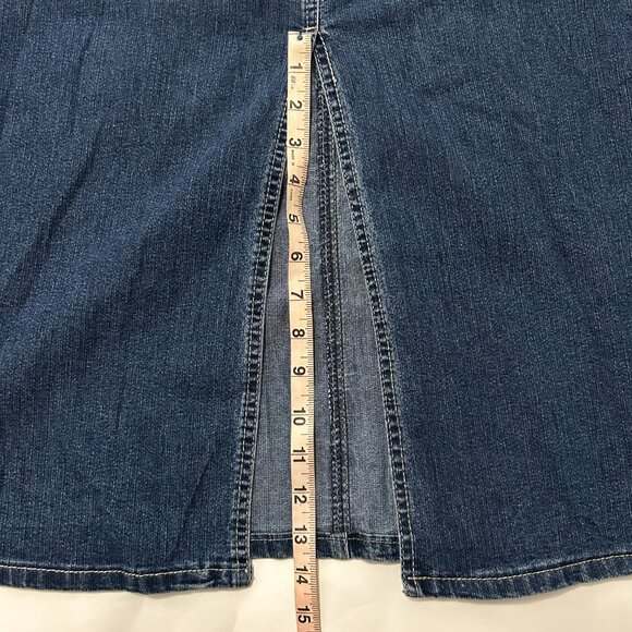 Cato Womens Denim Jean Maxi Skirt Back Slit Embroidered Pockets Size 18W Y2K - Picture 15 of 16